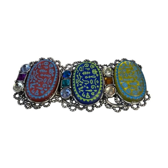 Chico's Luxor Multicolor Oval Stretch Statement Bracelet Large - Picture 1 of 9